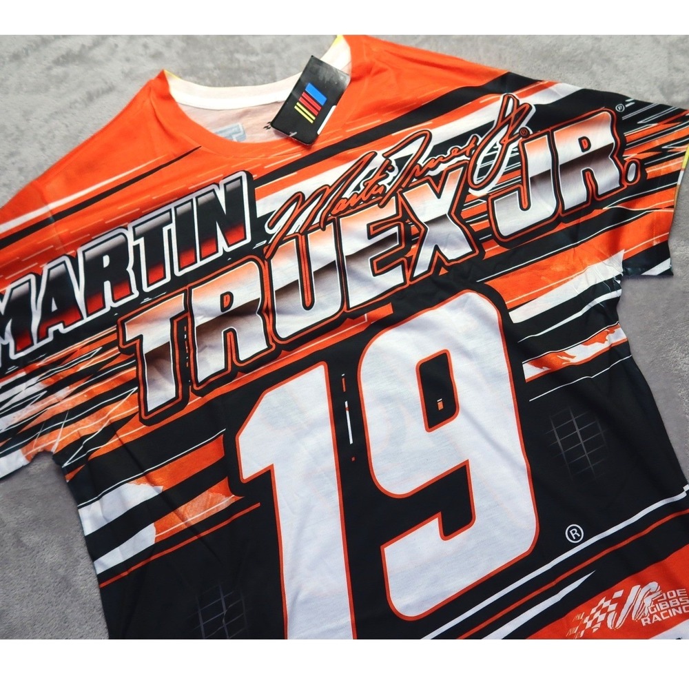 Martin Truex Jr 19 NASCAR Joe‎ Gibbs Racing Al Over Print Performance T Shirt L
